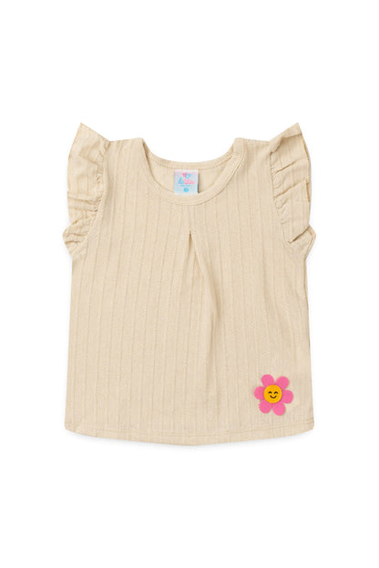 Conjunto de Verão para Menina Flor do Campo Bege