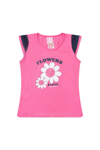 Conjunto de Verão para Menina Flores do Amor Pink