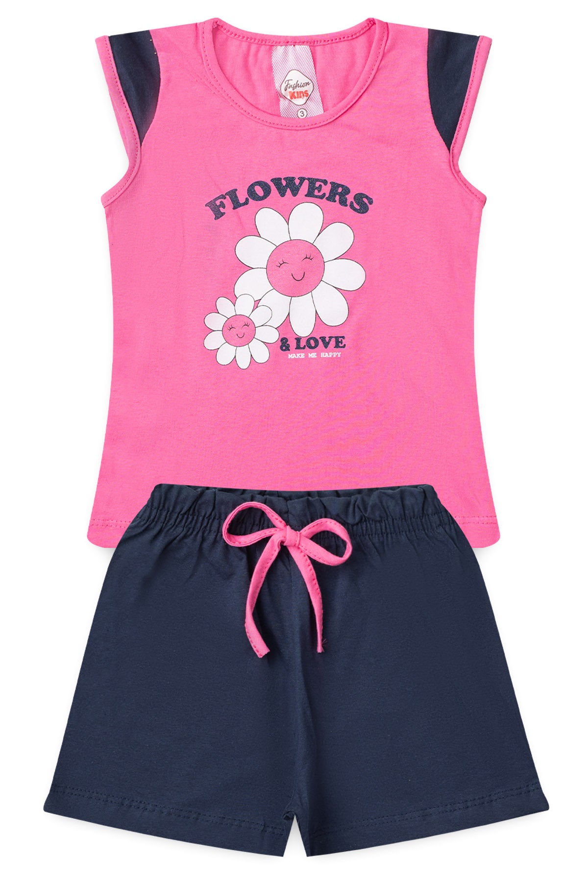 Conjunto de Verão para Menina Flores do Amor Pink
