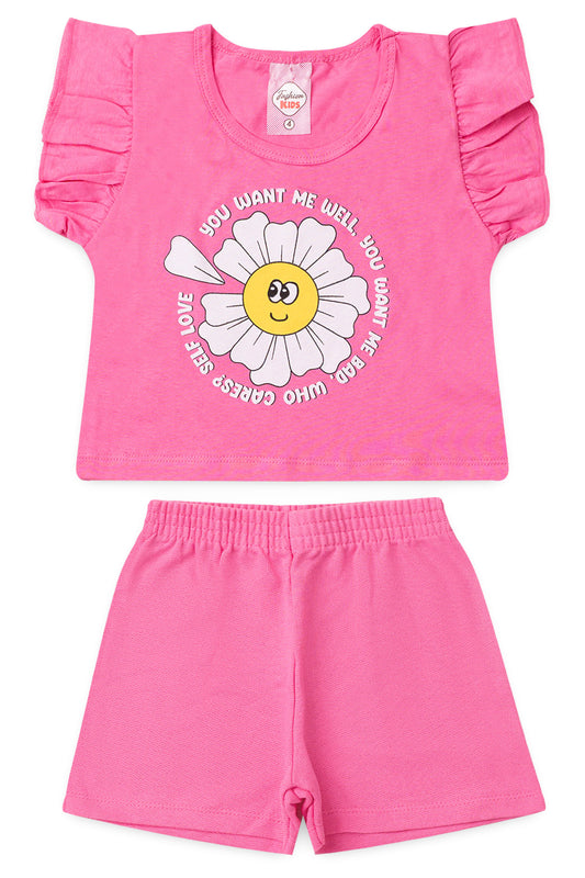 Conjunto de Verão para Menina Florescer Pink