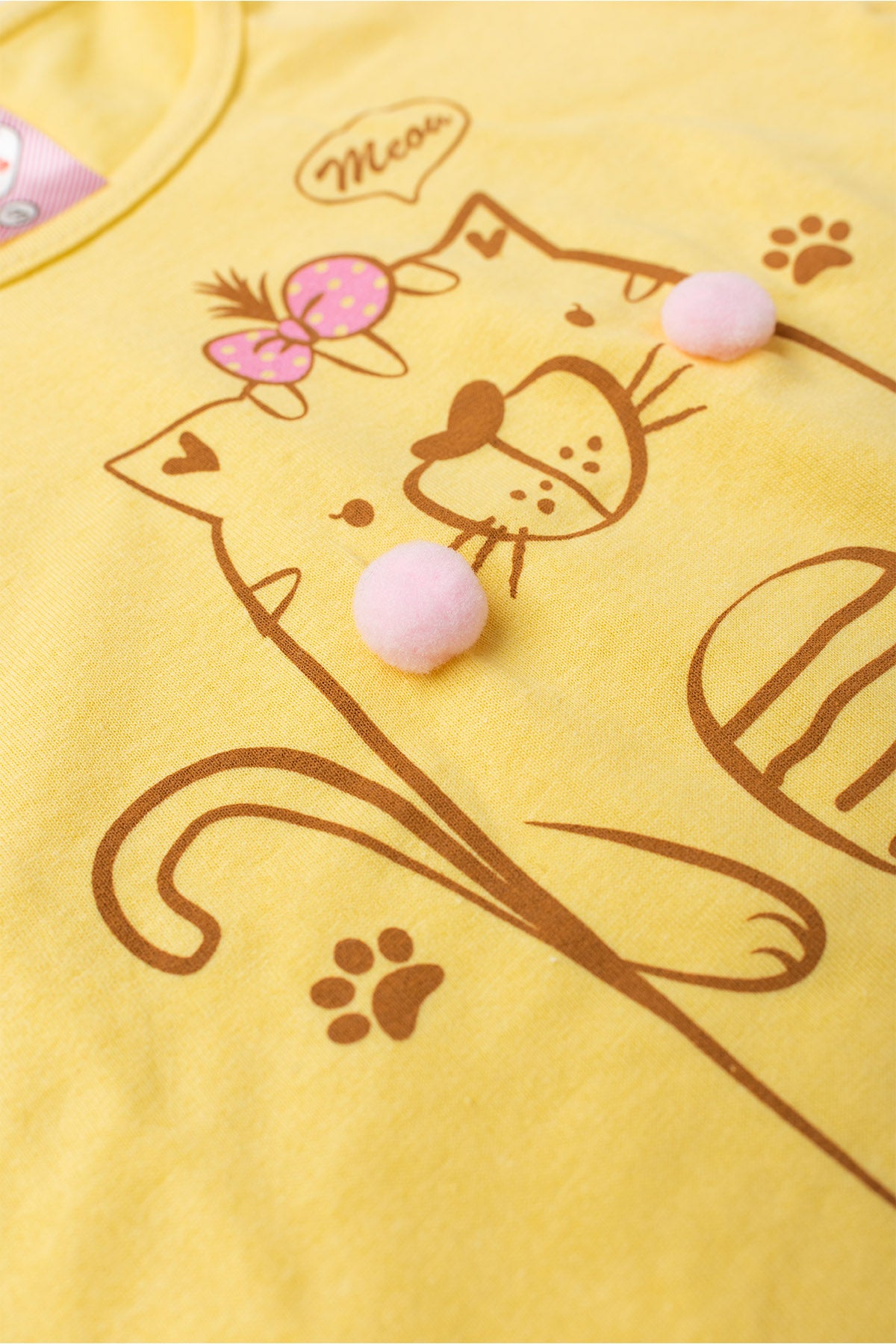 Conjunto de Verão para Menina Gatinha Fofinha Amarelo