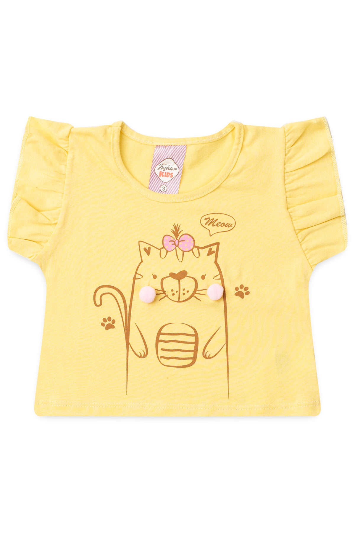 Conjunto de Verão para Menina Gatinha Fofinha Amarelo