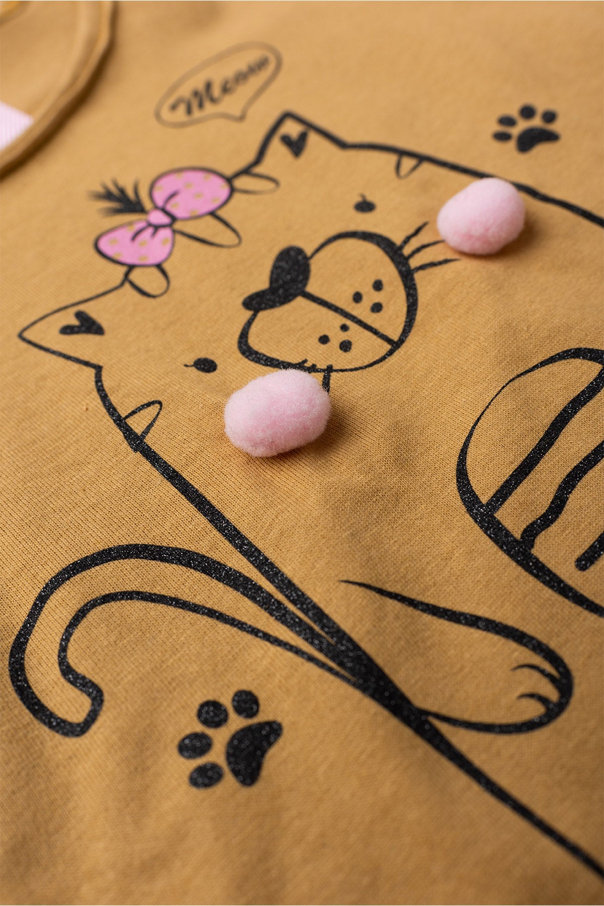 Conjunto de Verão para Menina Gatinha Fofinha Caqui