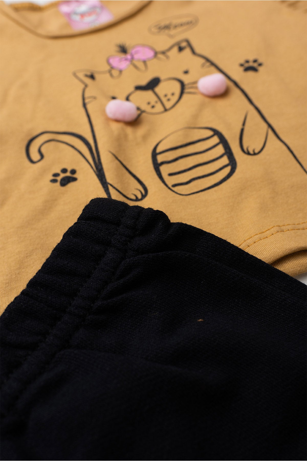 Conjunto de Verão para Menina Gatinha Fofinha Caqui