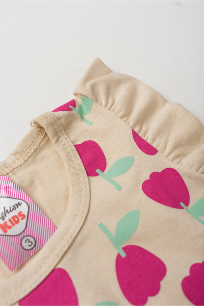 Conjunto de Verão para Menina Jardim em Flor Bege