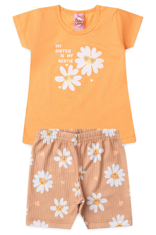 Conjunto de Verão para Menina Melhores Irmãs Salmão