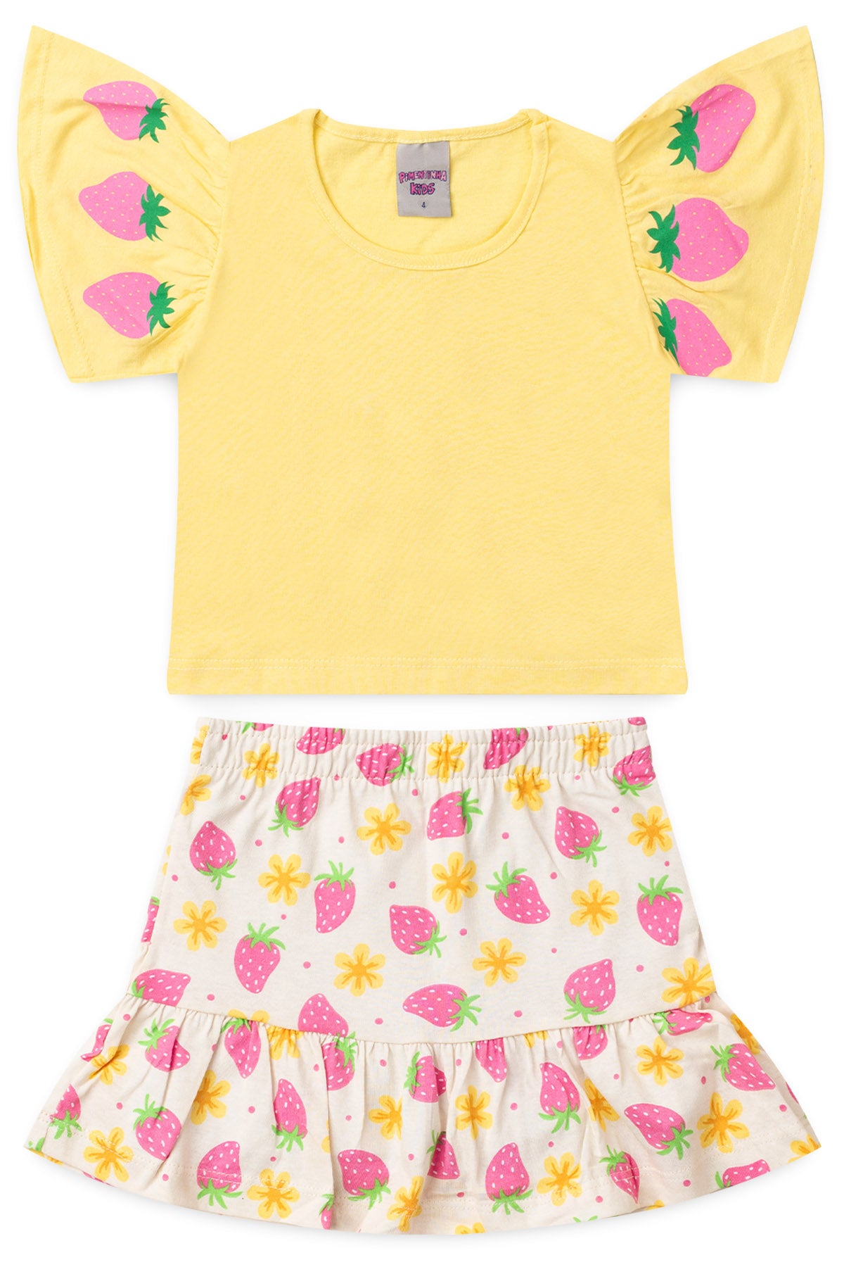 Conjunto de Verão para Menina Moranguinho Amarelo