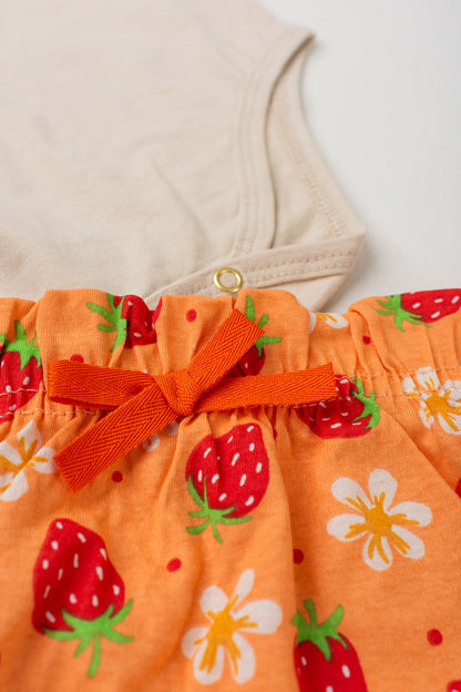 Conjunto de Verão para Menina Moranguinho Doce Bege