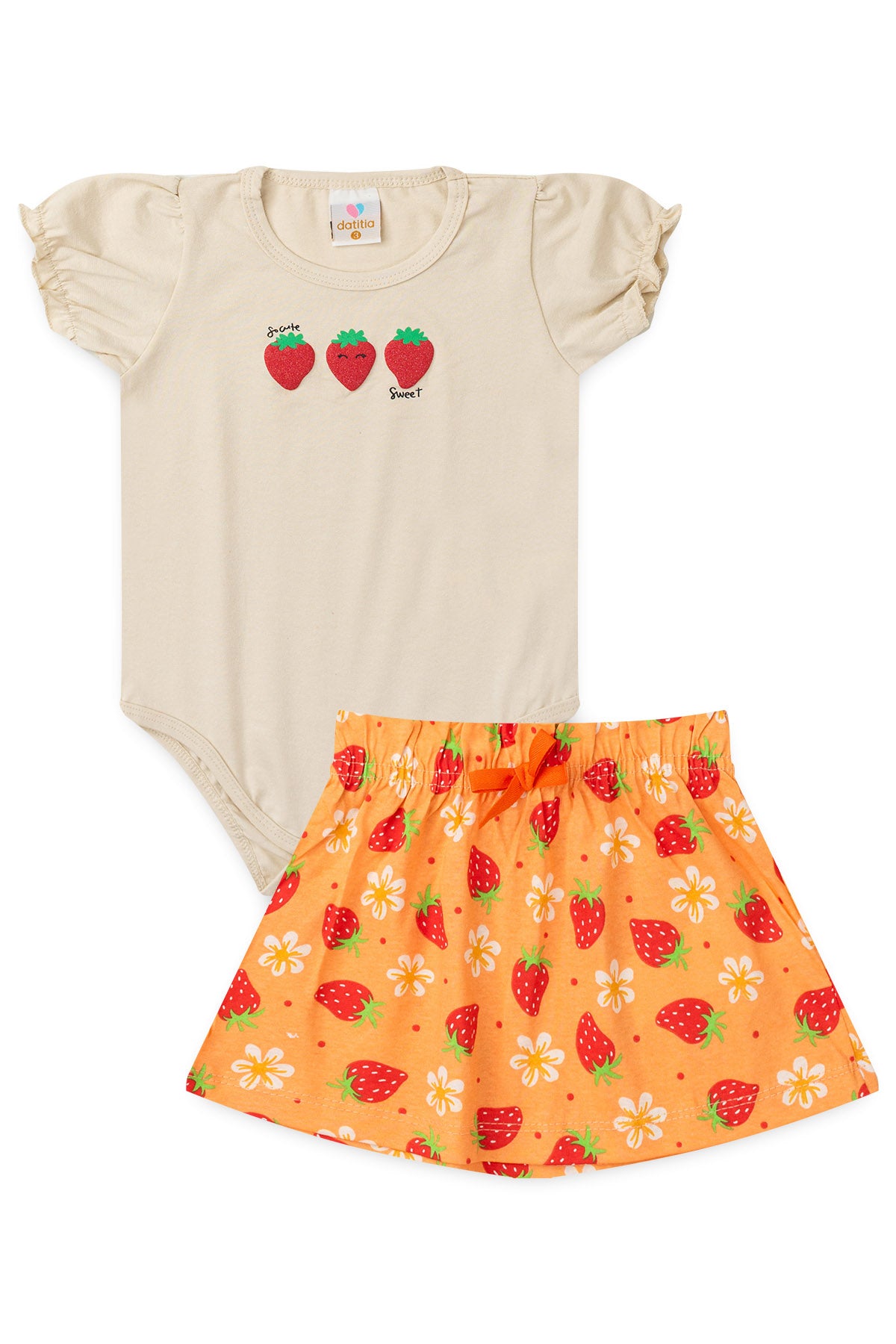 Conjunto de Verão para Menina Moranguinho Doce Bege