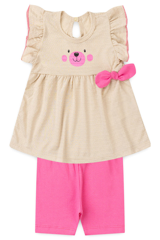 Conjunto de Verão para Menina Poá Encantado Bege