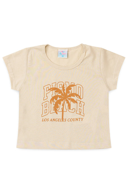 Conjunto de Verão para Menina Praia Califórnia Bege