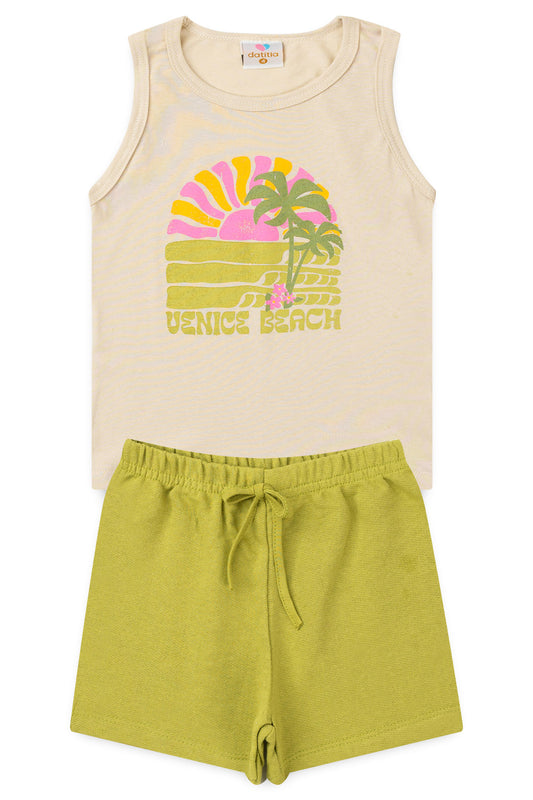 Conjunto de Verão para Menina Praia de Venice Bege