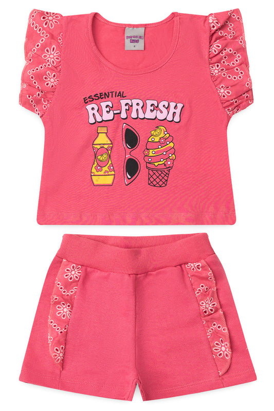 Conjunto de Verão para Menina Re Fresh Pink