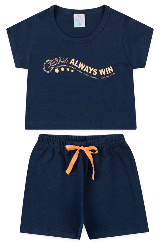 Conjunto de Verão para Menina Sempre Vencedora Marinho