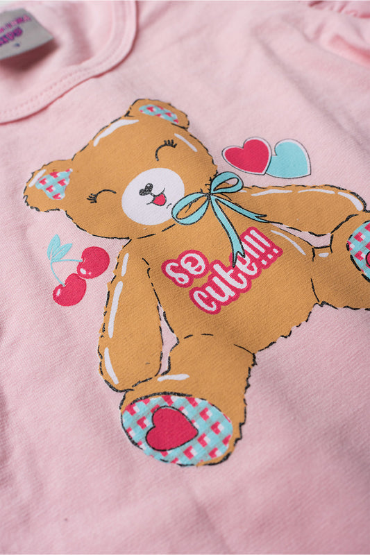 Conjunto de Verão para Menina Ursinha Carinho Rosa