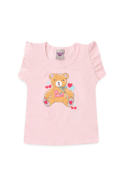 Conjunto de Verão para Menina Ursinha Carinho Rosa