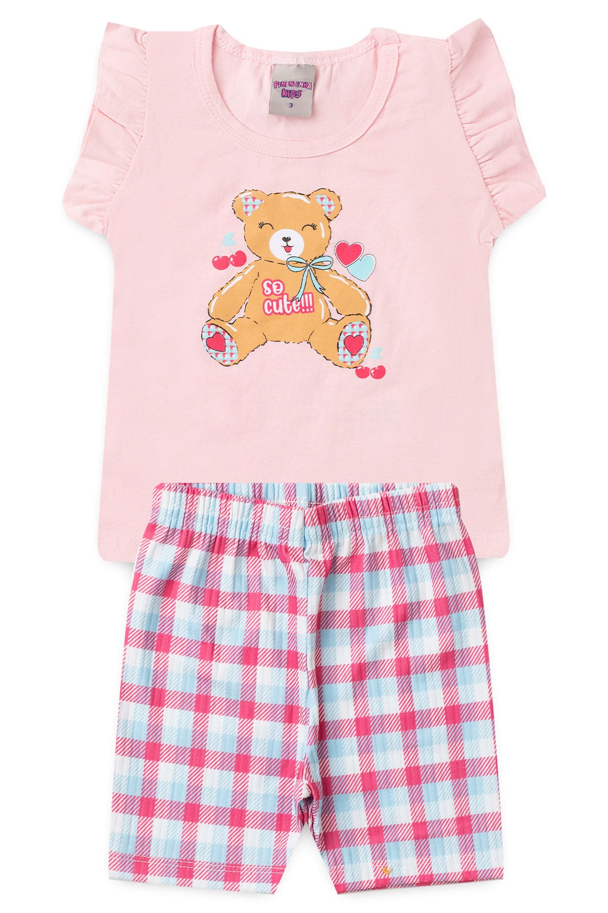 Conjunto de Verão para Menina Ursinha Carinho Rosa