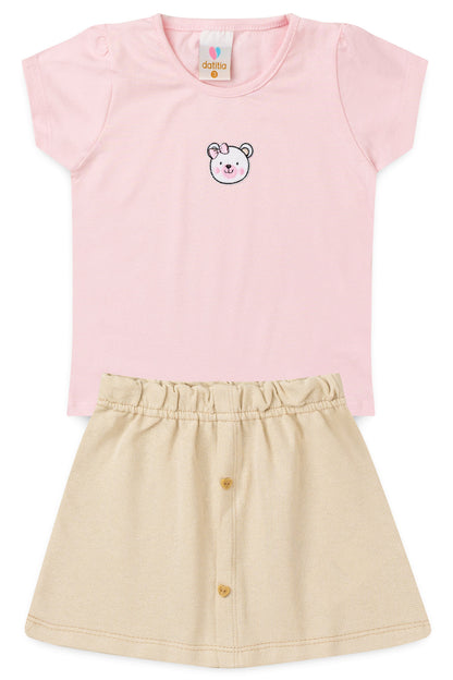 Conjunto de Verão para Menina Ursinha Delicada Rosa