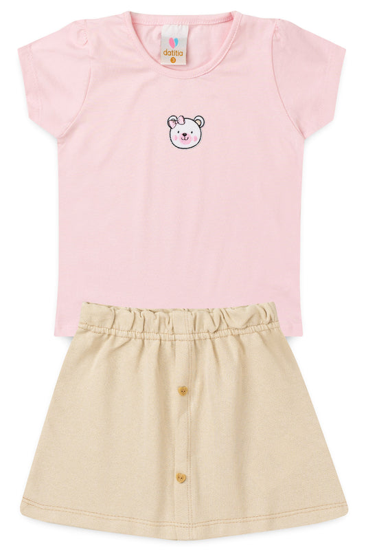 Conjunto de Verão para Menina Ursinha Delicada Rosa