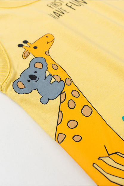 Conjunto de Verão para Menino Amigos da Selva Amarelo