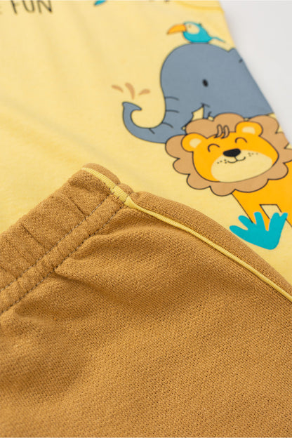 Conjunto de Verão para Menino Amigos da Selva Amarelo