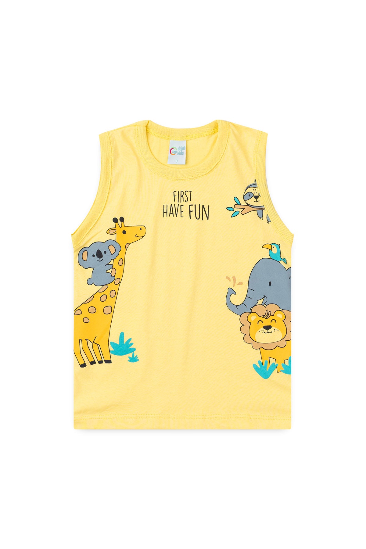 Conjunto de Verão para Menino Amigos da Selva Amarelo