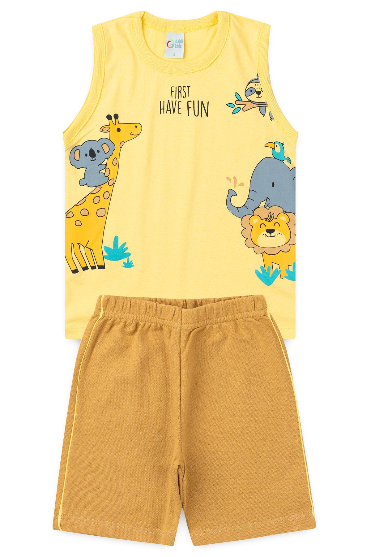 Conjunto de Verão para Menino Amigos da Selva Amarelo