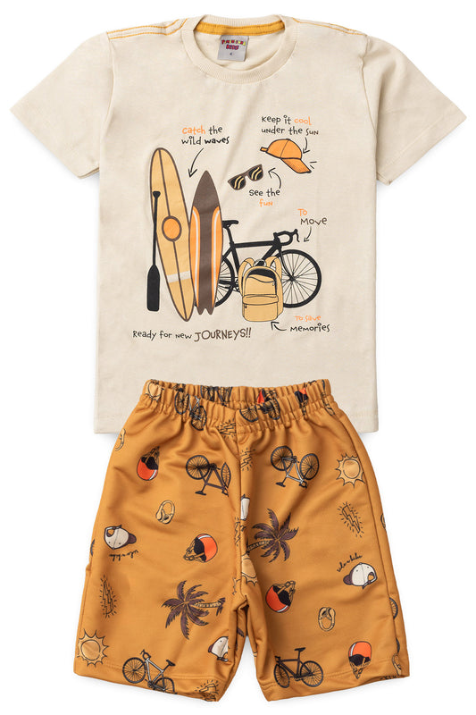 Conjunto de Verão para Menino Aventura nas Ondas Bege
