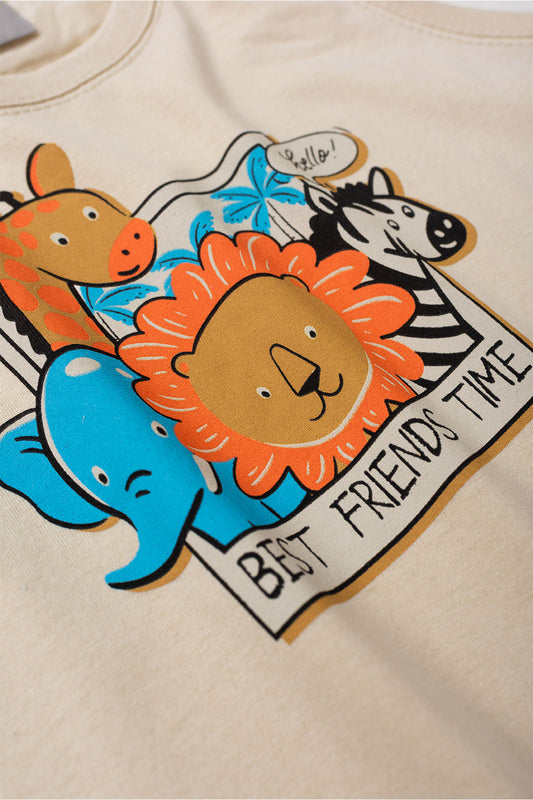 Conjunto de Verão para Menino Best Friends Bege