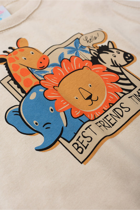 Conjunto de Verão para Menino Best Friends Bege