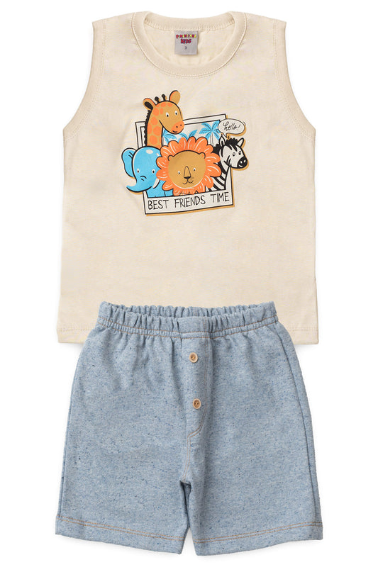 Conjunto de Verão para Menino Best Friends Bege