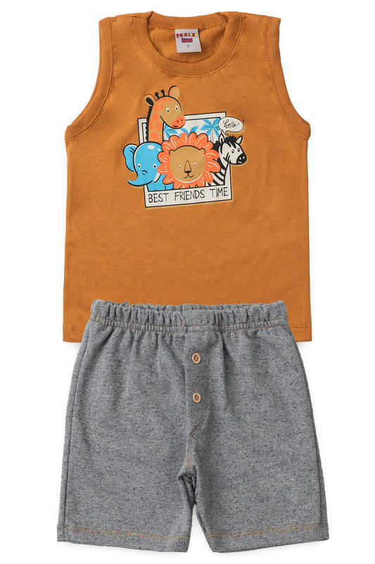 Conjunto de Verão para Menino Best Friends Caramelo