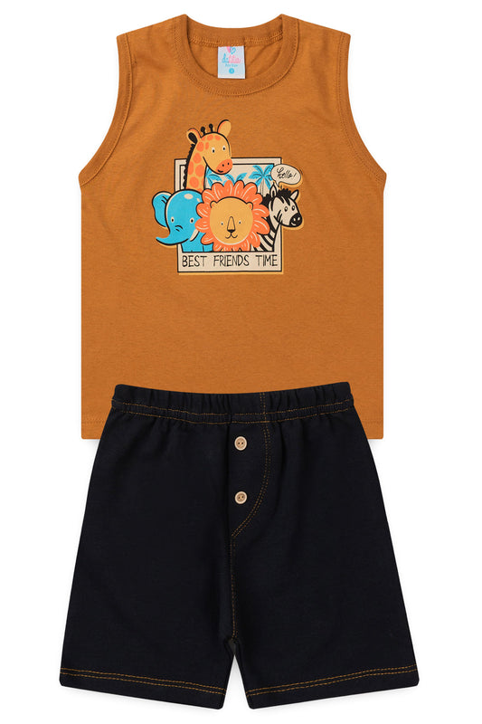 Conjunto de Verão para Menino Best Friends Caramelo