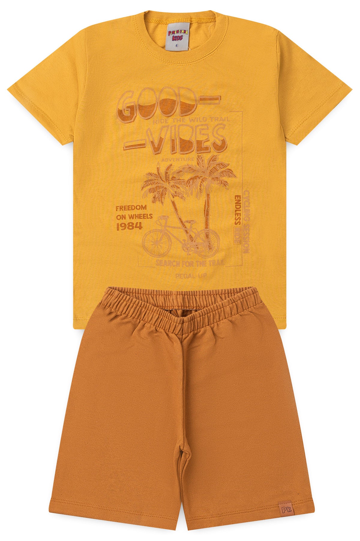 Conjunto de Verão para Menino Boas Vibrações Mostarda