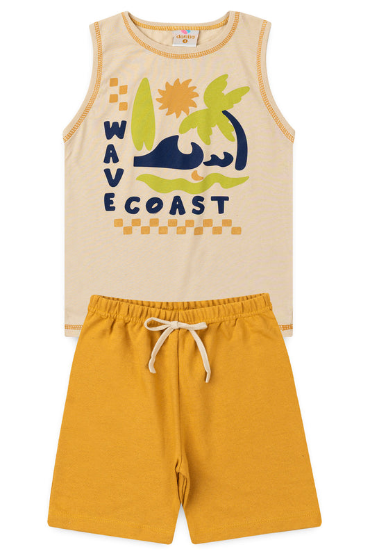 Conjunto de Verão para Menino Costa das Ondas Bege