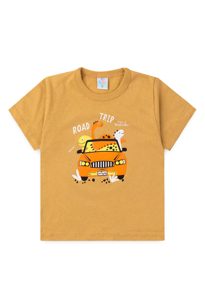 Conjunto de Verão para Menino Dinossauros na Estrada Caqui