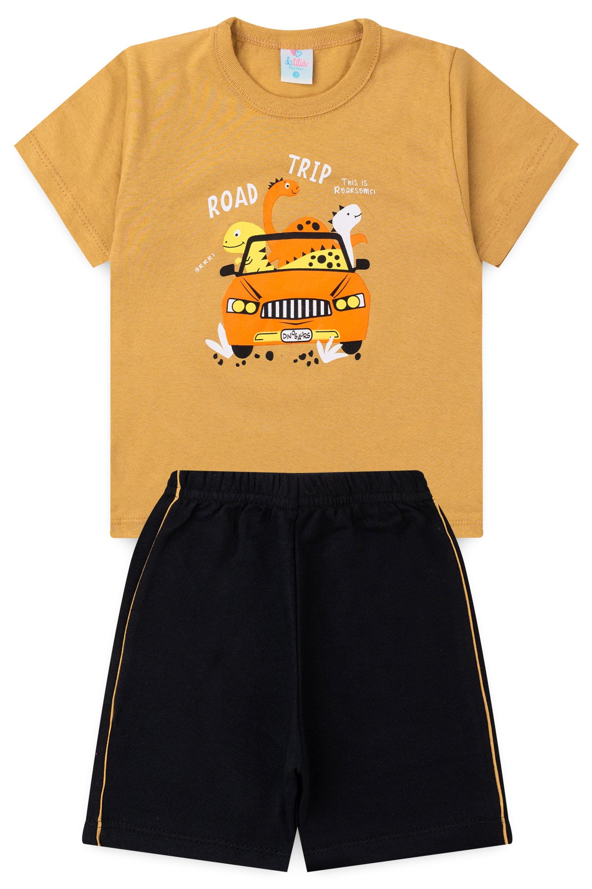 Conjunto de Verão para Menino Dinossauros na Estrada Caqui