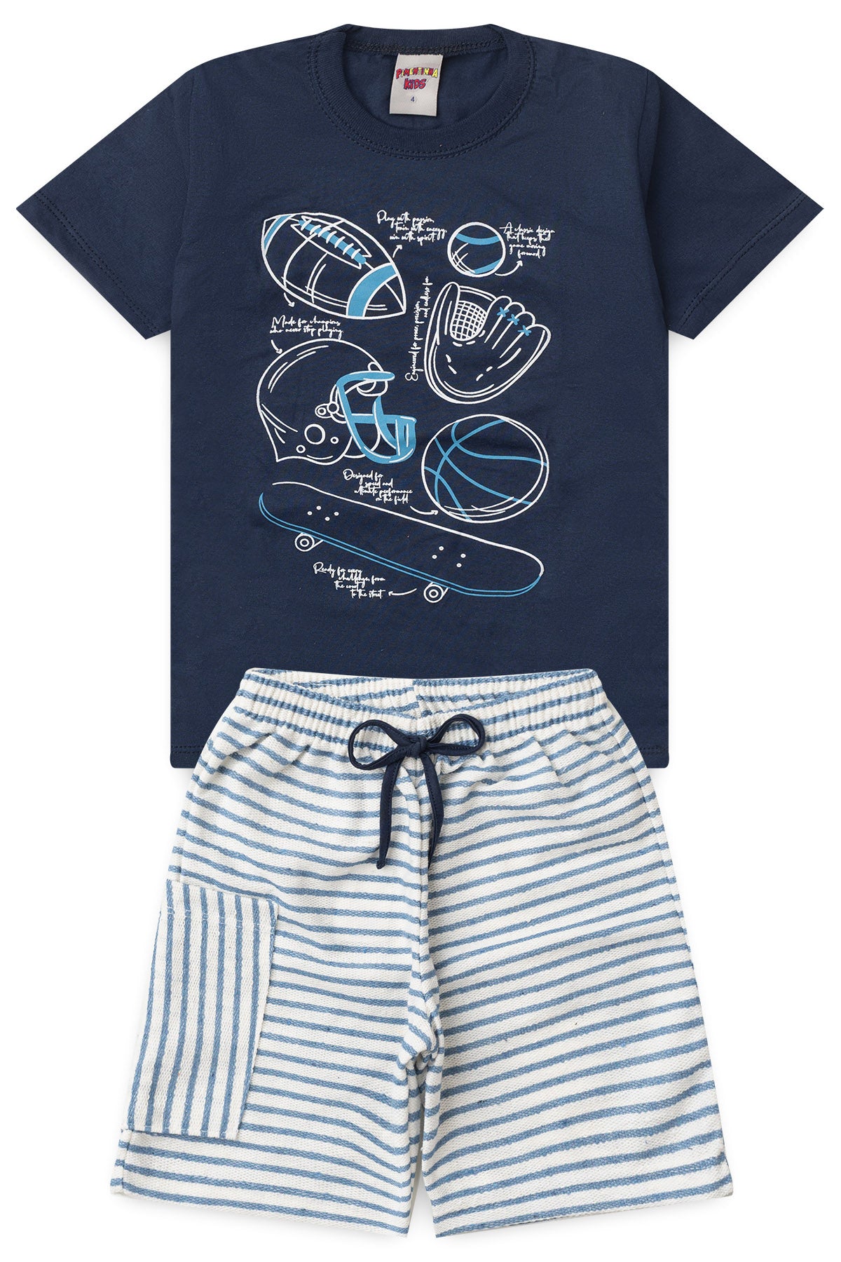 Conjunto de Verão para Menino Esporte em Ação Marinho
