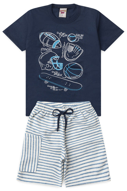 Conjunto de Verão para Menino Esporte em Ação Marinho