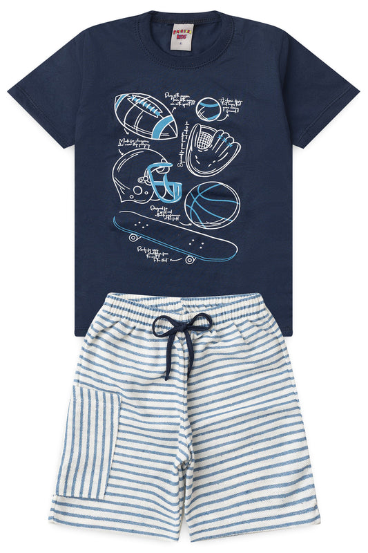 Conjunto de Verão para Menino Esporte em Ação Marinho