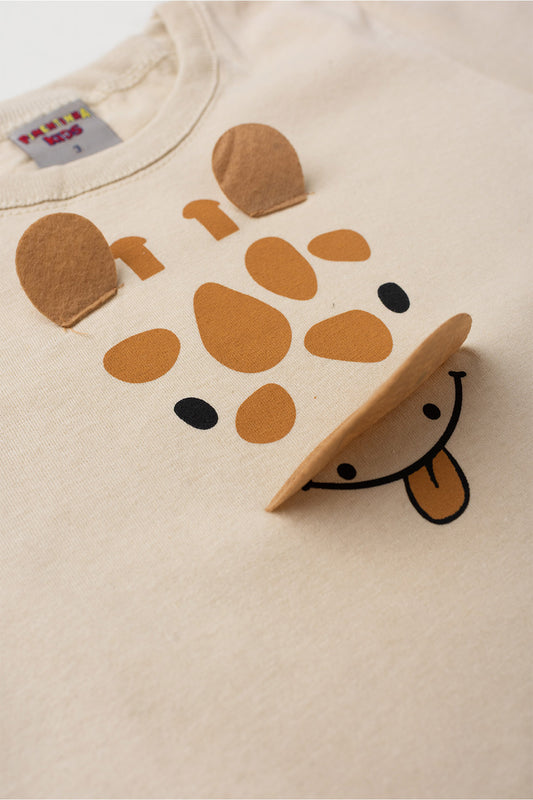 Conjunto de Verão para Menino Girafinha Bege