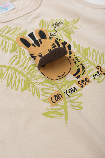 Conjunto de Verão para Menino Girafinha Curiosa Bege