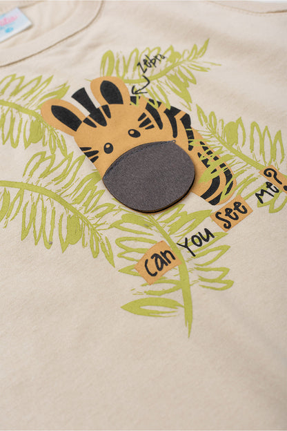 Conjunto de Verão para Menino Girafinha Curiosa Bege