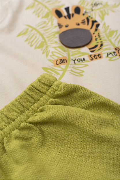 Conjunto de Verão para Menino Girafinha Curiosa Bege