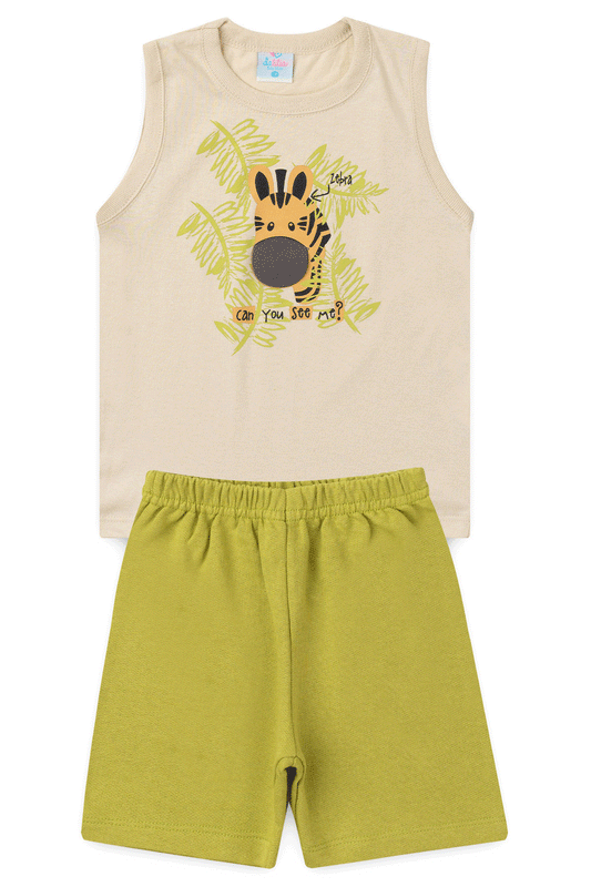 Conjunto de Verão para Menino Girafinha Curiosa Bege