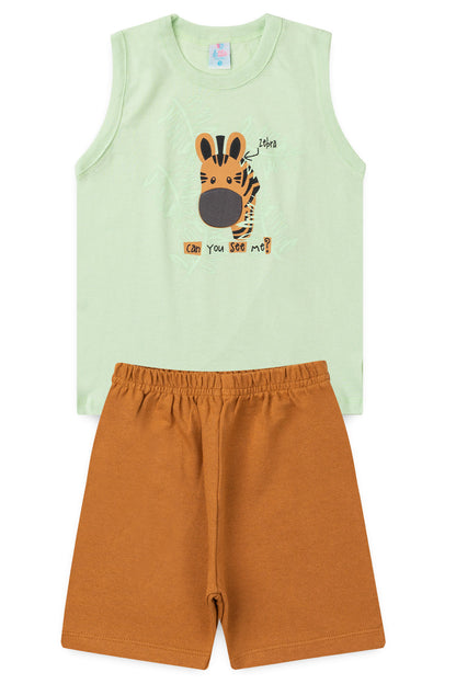 Conjunto de Verão para Menino Girafinha Curiosa Verde