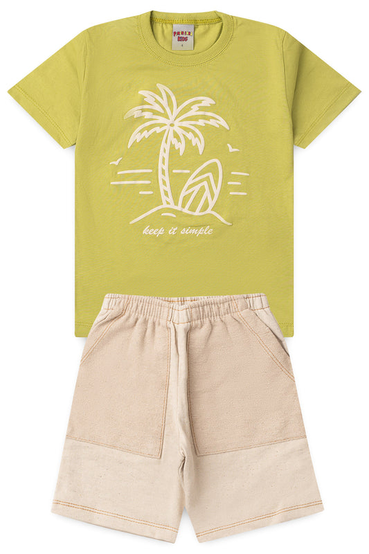 Conjunto de Verão para Menino Ilha Tropical Verde