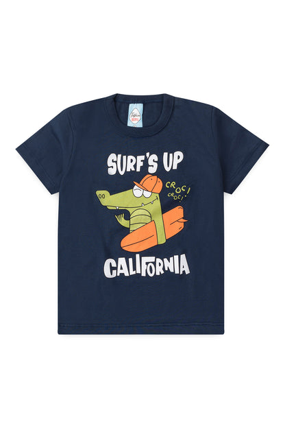 Conjunto de Verão para Menino Jacaré Surfista Marinho