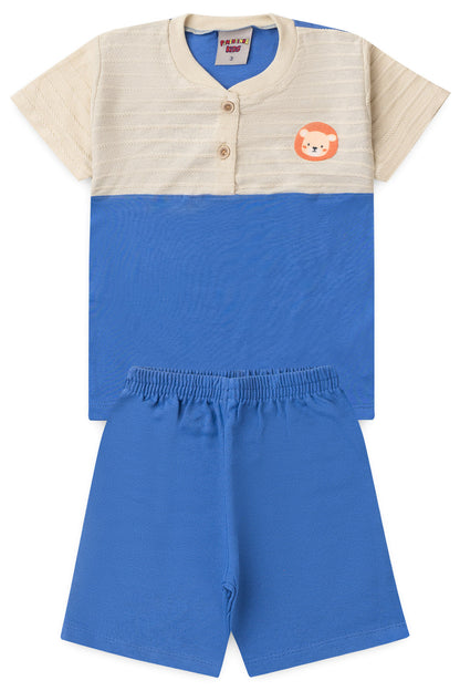 Conjunto de Verão para Menino Leãozinho Aventureiro Bege