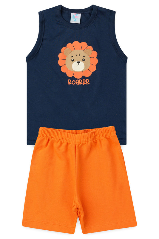 Conjunto de Verão para Menino Leãozinho Marinho